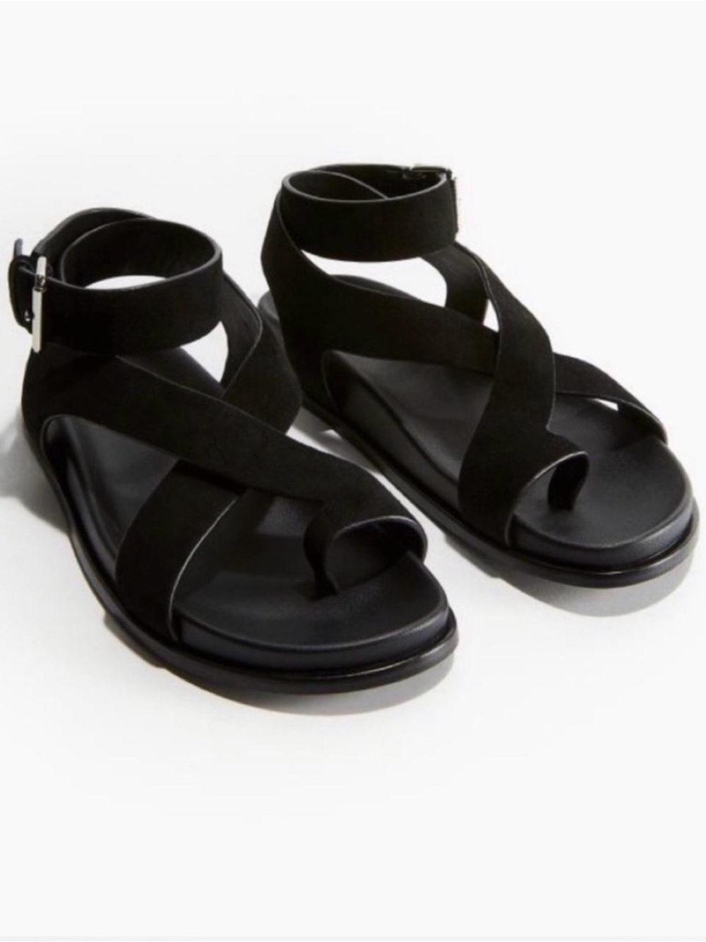 H&M Black Strappy Buckle Sandals